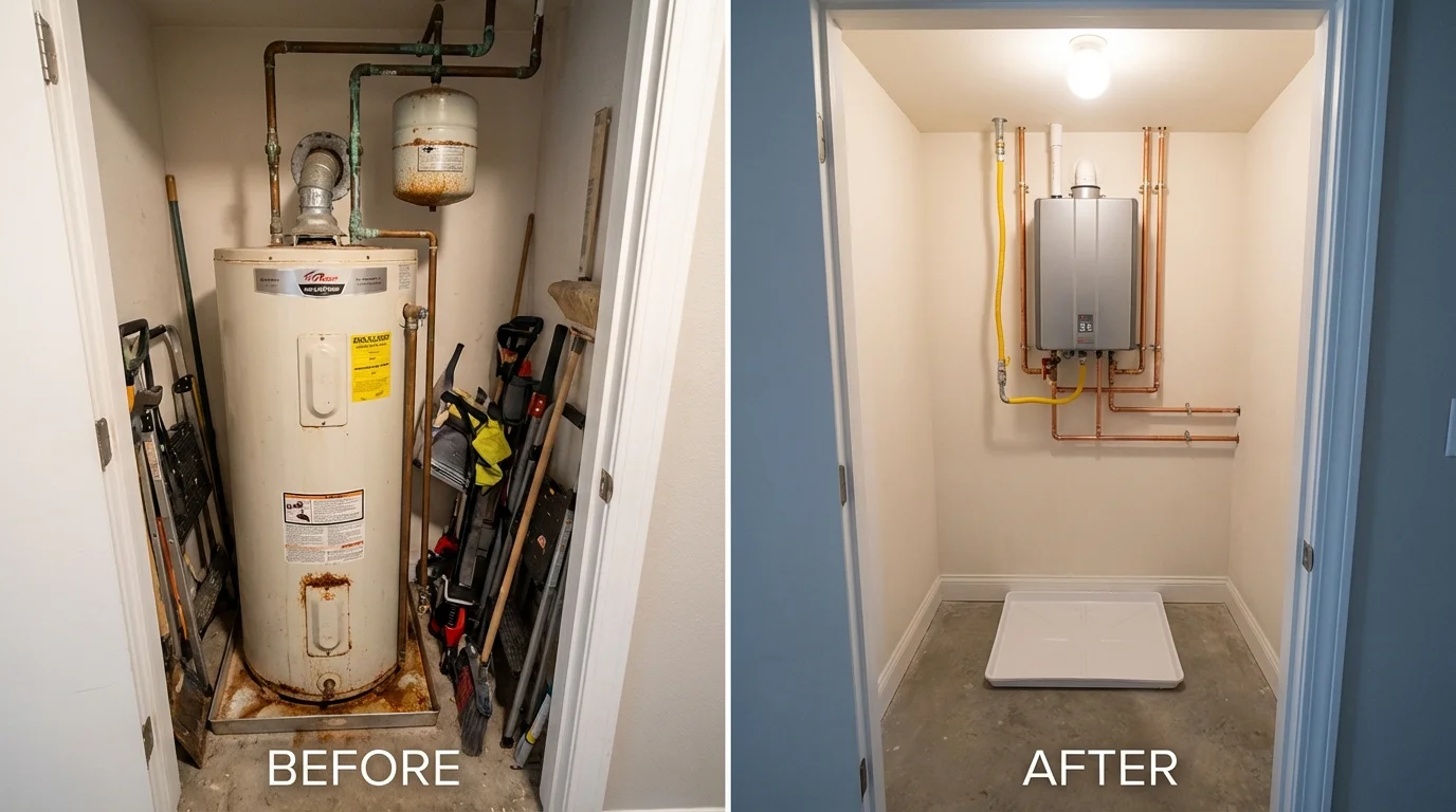 Tank water heater versus wall-mounted tankless unit comparison for Oakland, FL homeowners